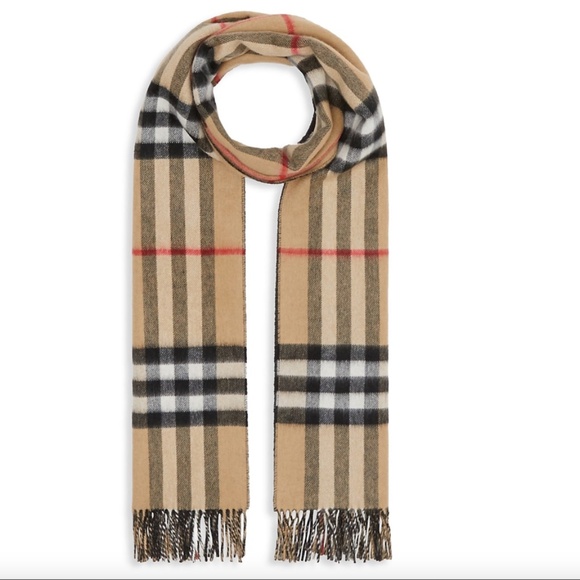 Burberry Reversible Giant Check To Solid Cashmere Scarf - Picture 4 of 15